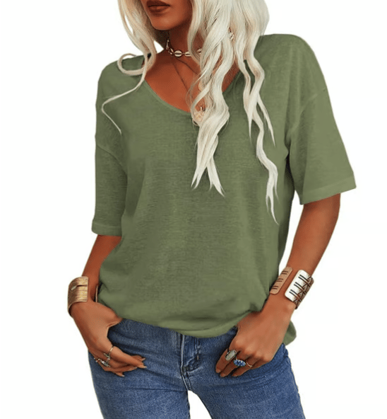 ✨Women's Solid Color V-Neck T-shirt [On Sale & Quick Ship!]